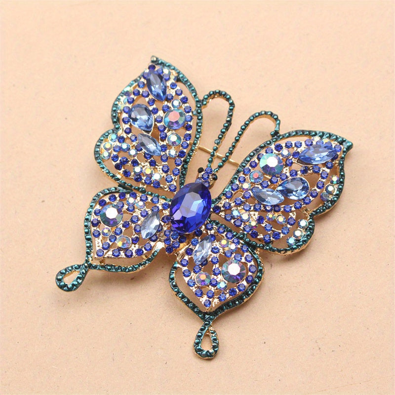 Chic Butterfly Brooches - Exquisite Rhinestone and Enamel Animal Designed Fashion Accessory - Unique Simulation Style for Women's Corsages