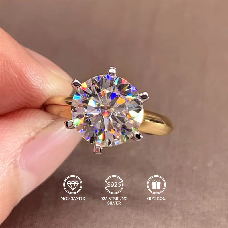 Celebrate the Season with the Shavano Vintage Sexy 18K Golden Plated 925 Sterling Silver Moissanite Engagement Ring. This stunning piece is the perfect Spring Festival gift, ideal for the Spring season, vacation occasions, and gift-giving. The 6 Prong