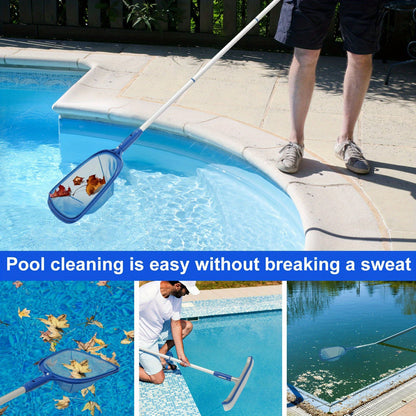 The Portable Swimming Pool Brush Set features an adjustable aluminum handle measuring 160.02cm, making it perfect for cleaning tiles and pool walls. This set is lightweight and easy to store, making it a convenient addition to any pool maintenance