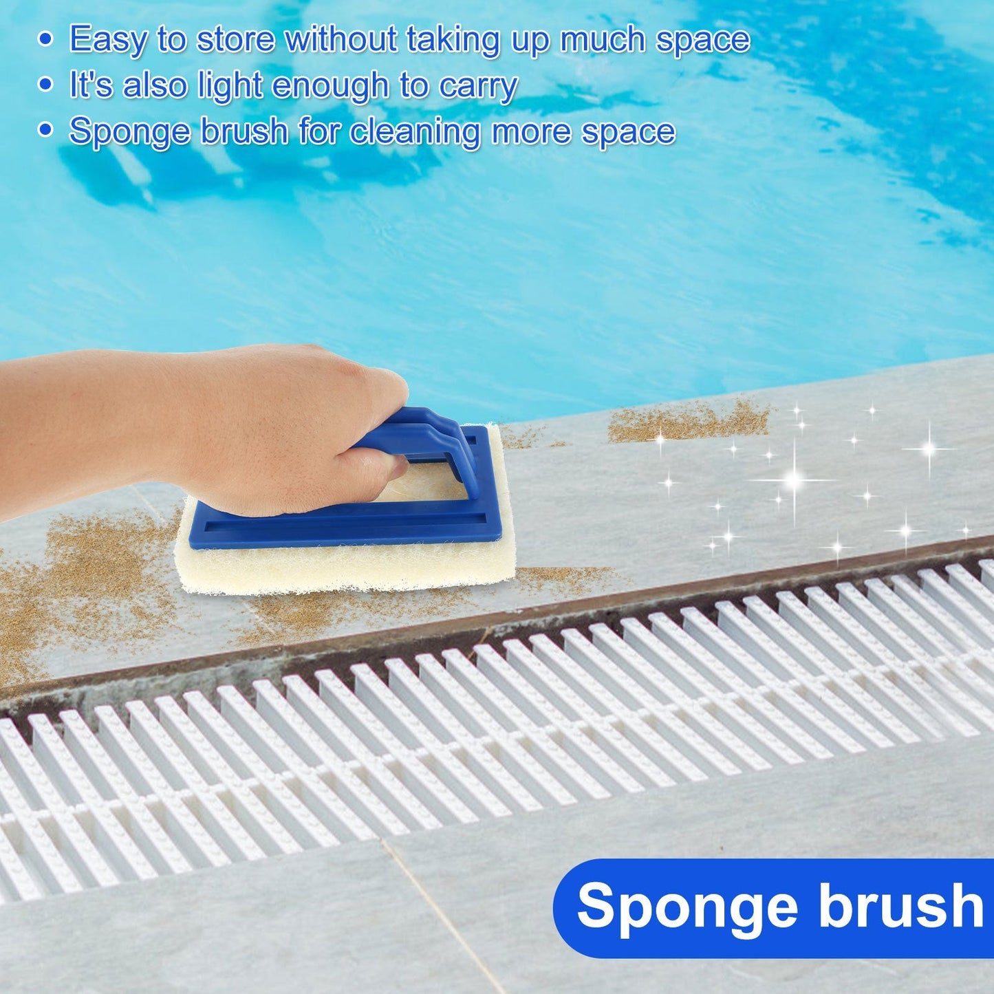 The Portable Swimming Pool Brush Set features an adjustable aluminum handle measuring 160.02cm, making it perfect for cleaning tiles and pool walls. This set is lightweight and easy to store, making it a convenient addition to any pool maintenance