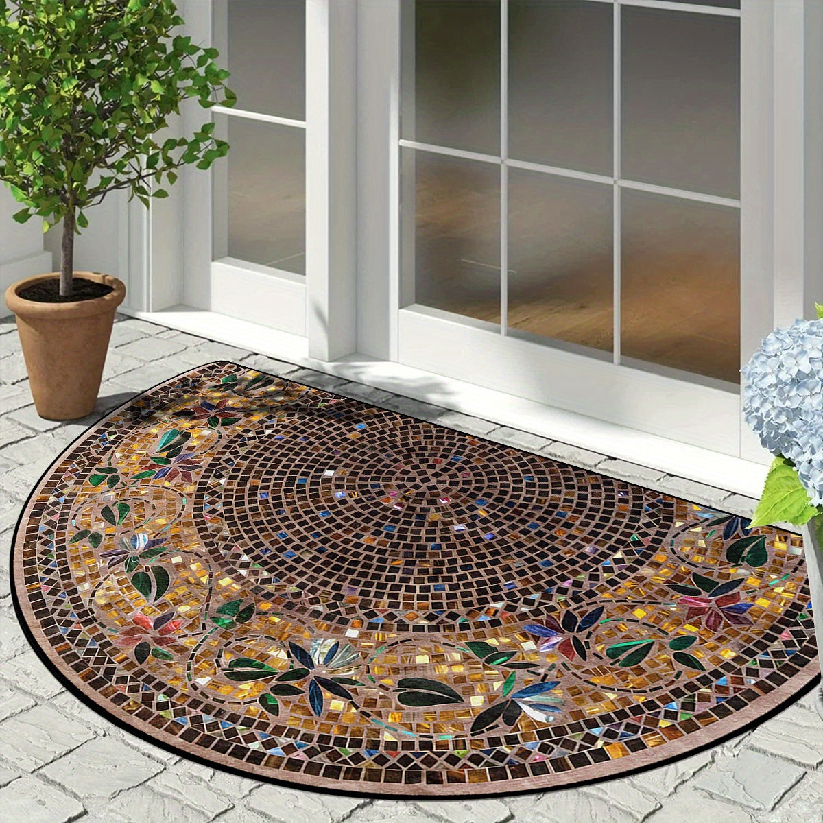 Soft Crystal Velvet Entryway Rug featuring Non-Slip Backing - Simple to Clean, Dust-Proof, and Durable Floor Mat for Home Decoration