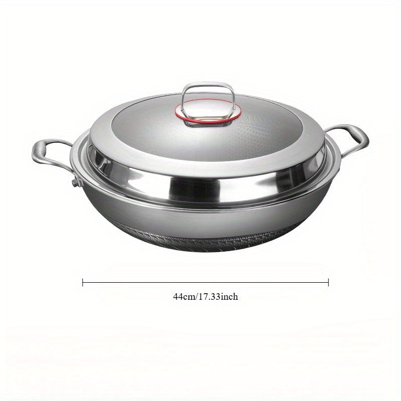 Get the Stainless Steel Wok with Lid - Durable, Non-Stick Cooking Pan for Healthy Meals - Steamer Sold Separately.