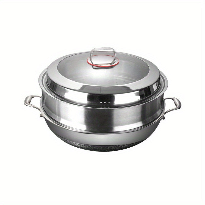 Get the Stainless Steel Wok with Lid - Durable, Non-Stick Cooking Pan for Healthy Meals - Steamer Sold Separately.