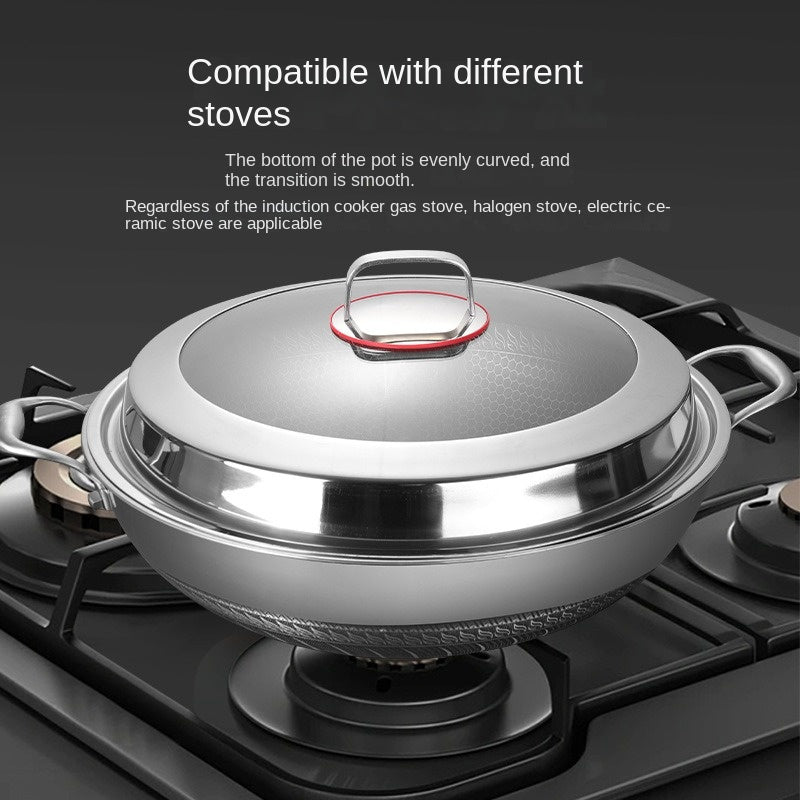 Get the Stainless Steel Wok with Lid - Durable, Non-Stick Cooking Pan for Healthy Meals - Steamer Sold Separately.