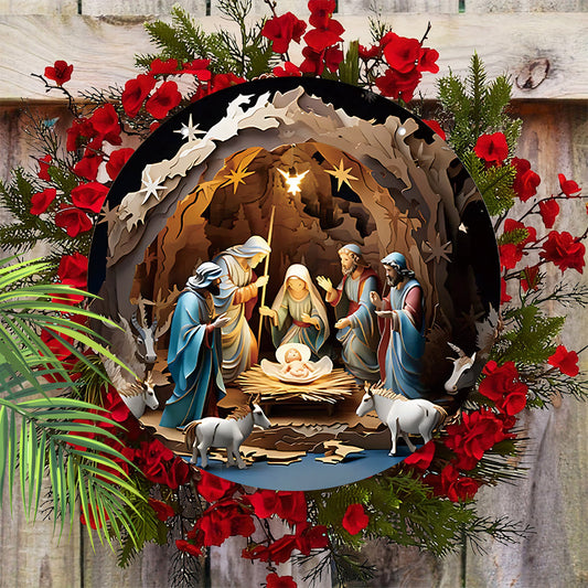 Get your hands on the charming Round Wooden Nativity Scene Hanging Sign for only $19.99! This Christian Wall Art Decor piece is perfect for adding a festive touch to your Christmas Garden or Courtyard. It also doubles as a Farmhouse Home Decor item and