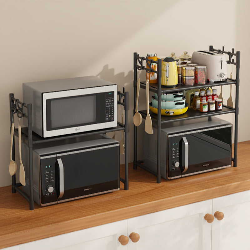 Contemporary Freestanding Multi-Layer Kitchen Storage Rack for Microwave, Spices, and Oven, Made of Plastic and Metal, with Open Shelving Organizer