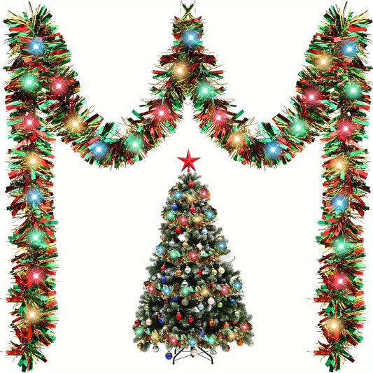 30LED Dingion Christmas Tinsel Garland with Lights for Xmas Party Indoor.