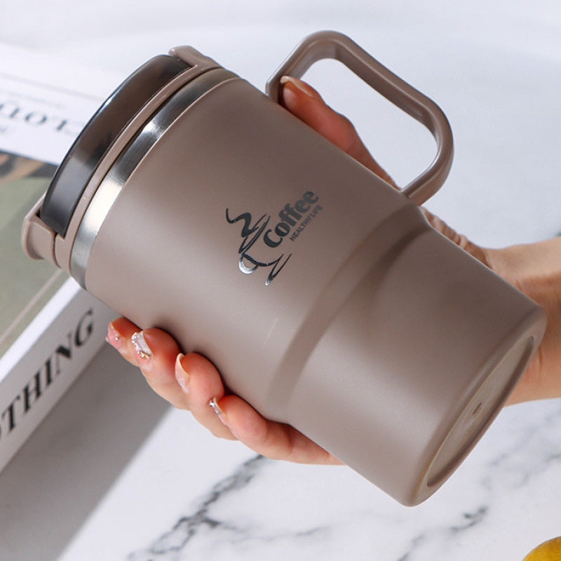 550ml/19.3oz Stainless Steel Coffee Mug with Lid, Spoon, and Tea Infuser Division. Perfect for Office, Students, Sports, and Outdoor Activities. Great Halloween & Christmas Gifts. Hand-Wash Only, Reusable, Insulation-Free.