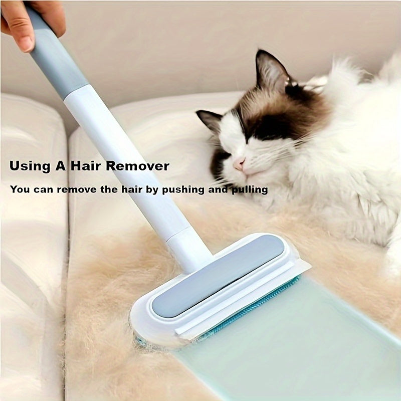 Dual-Action Pet Hair Remover Roller for Dogs, Wet & Dry Use, Detachable, Adhesive Lint Brush, Blue & Gray, Dog Hair Remover Tool