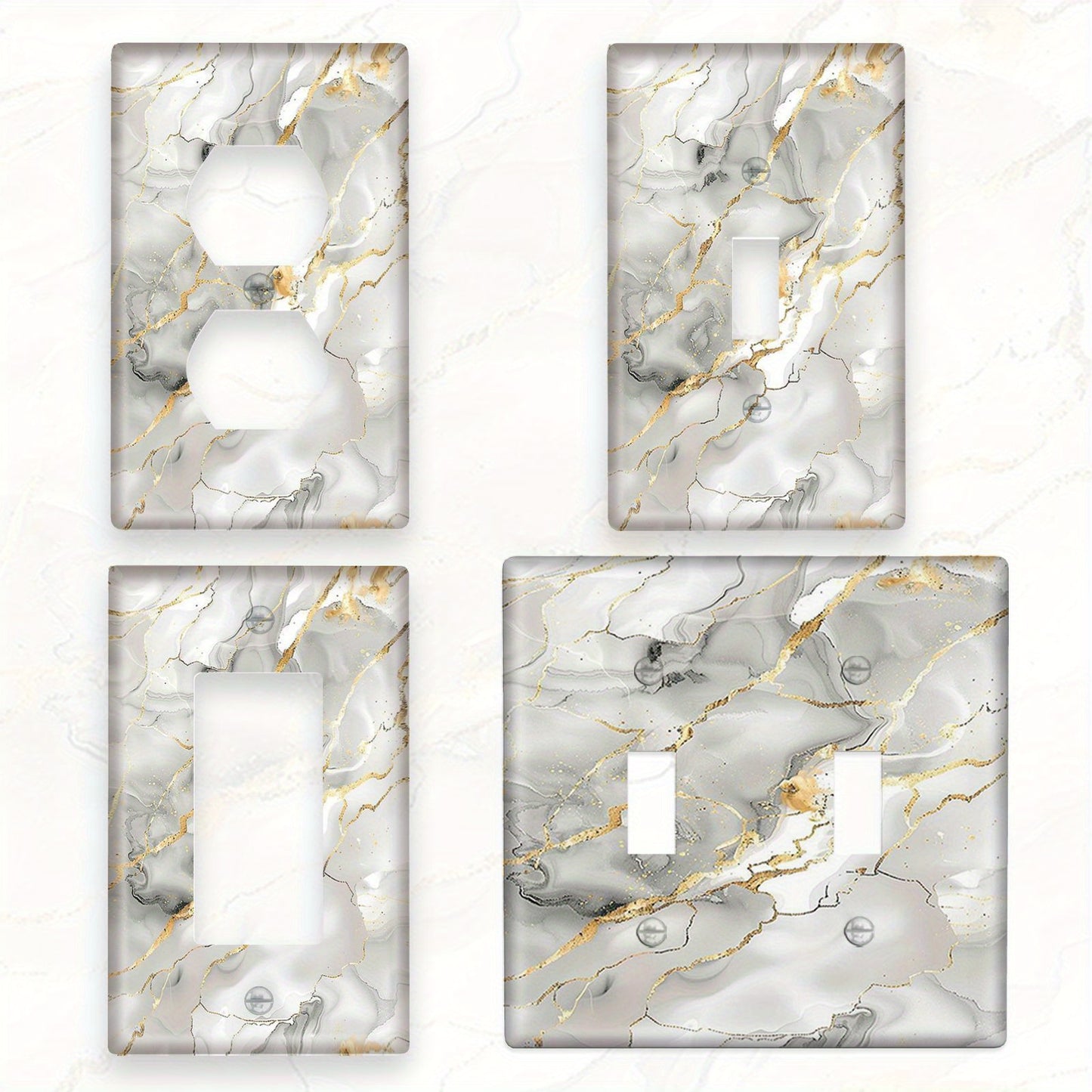 Grey marbled decorative light for switch cover. Easy to install with no power needed. Ideal for home lighting and ceiling fans in 1 or 2 gang settings.