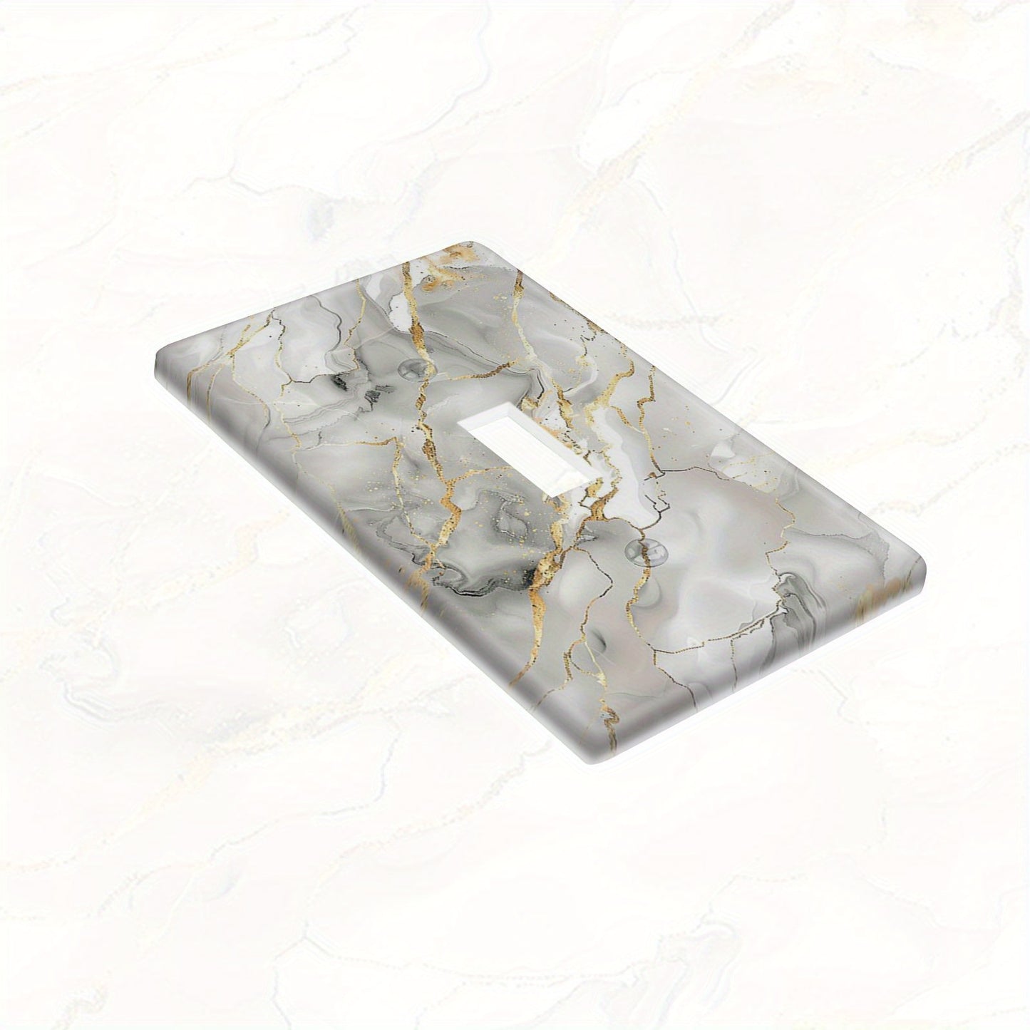 Grey marbled decorative light for switch cover. Easy to install with no power needed. Ideal for home lighting and ceiling fans in 1 or 2 gang settings.