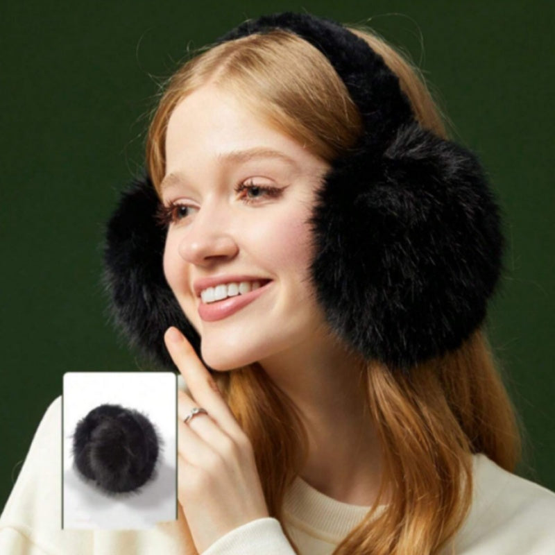 Warm and Fashionable Women's Plush Earmuffs - Windproof, Cozy, Foldable Style for Winter Coziness