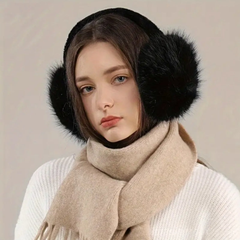 Warm and Fashionable Women's Plush Earmuffs - Windproof, Cozy, Foldable Style for Winter Coziness