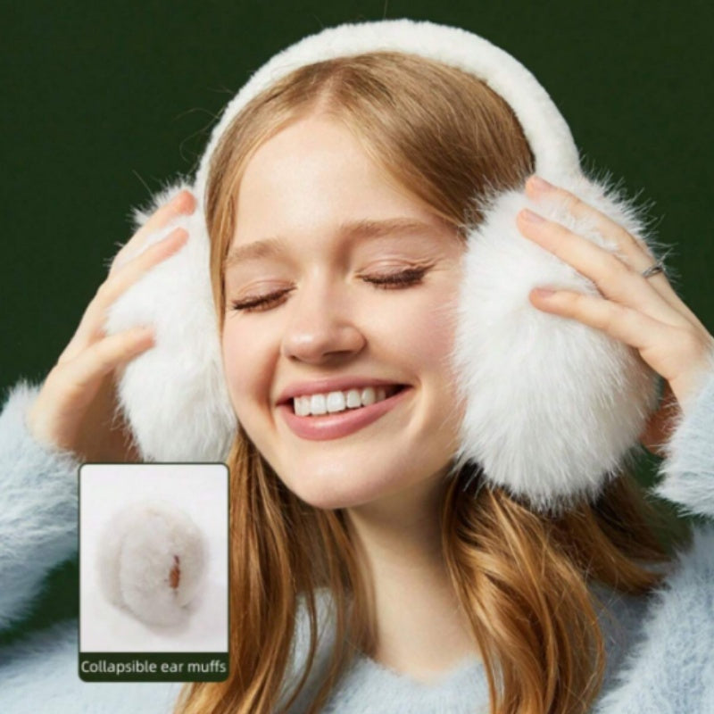 Warm and Fashionable Women's Plush Earmuffs - Windproof, Cozy, Foldable Style for Winter Coziness