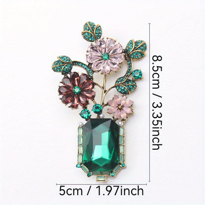 Chic Rhinestone Floral Brooch - Opulent Enamel Pin perfect for Dresses, Sweaters & Coats - Stylish Fashion Statement Piece