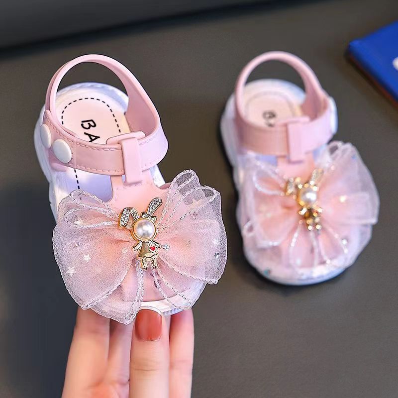 Summer 2024 Breathable Princess Sandals for Young Girls with Soft Sole, Non-Slip, Floral Design, and Buckle Closure