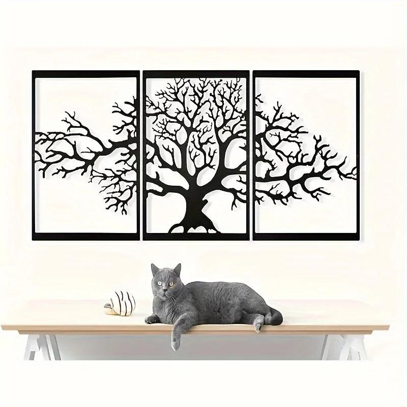 3-piece Tree of Life metal wall art decor - perfect gift for housewarming or bedroom, unique decoration for home