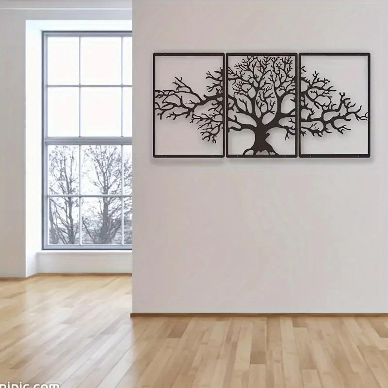 3-piece Tree of Life metal wall art decor - perfect gift for housewarming or bedroom, unique decoration for home