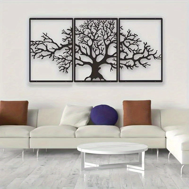 3-piece Tree of Life metal wall art decor - perfect gift for housewarming or bedroom, unique decoration for home