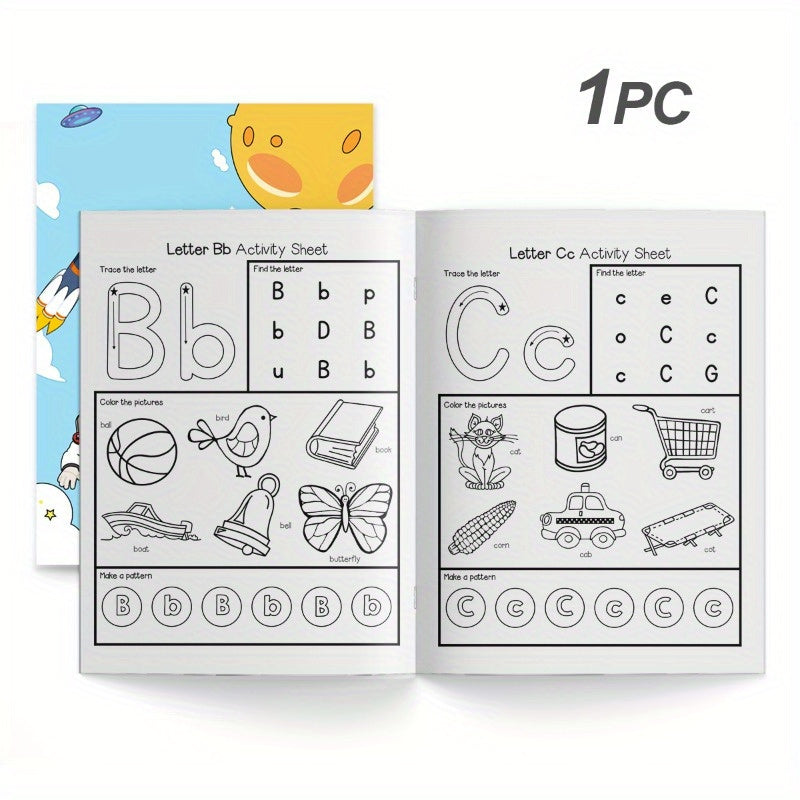 A part of an interactive alphabet book series with word practice sheets for each letter.