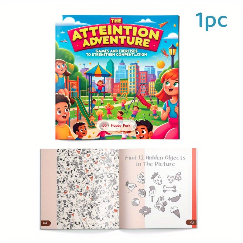 1pc Attention Adventure Activity Book featuring Hidden Objects and Brain Training Exercises, English Language Edition by ZHIDIAN INTERNATIONAL, Published 2024-05-01.