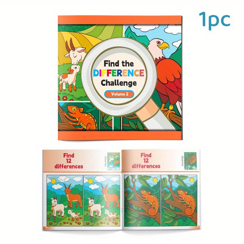 1pc "Find the Differences" Puzzle Book for Kids - Published by ZHIDIAN INTERNATIONAL (USA) LLC on May 1, 2024, to enhance observation & IQ