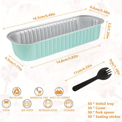 Set of 200 Mini Loaf Pans with Lids, Spoons & Sealing Stickers - 200ml Capacity, Heat Resistant Aluminum Foil Baking Pans for Desserts. Ideal for Home Kitchens, Parties & Outdoor Events.