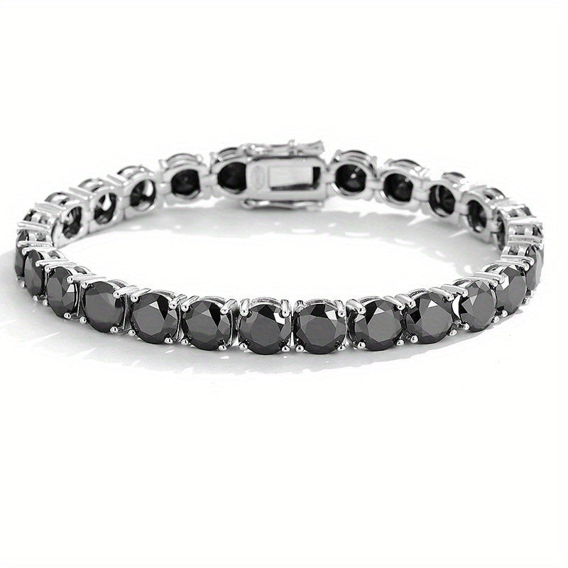 Get into the groove with our Hip Hop Vacation Style Bracelet featuring a stunning 5.3/17 Carat Black Moissanite, set in 925 Sterling Silver. This simple Tennis Bracelet measures 7.09 inches, making it the perfect accessory for Spring Festival