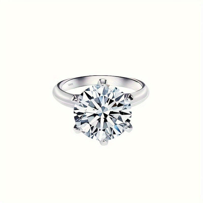 Sterling Silver Moissanite Engagement Ring with 925 purity - Available in 1/2/3/5/10 Carat Solitaire options. Inspired by Y2K and Japan-South Korea Style, perfect for Music Festivals, Vacations, and Easter celebrations. Plated in 18K Golden for a