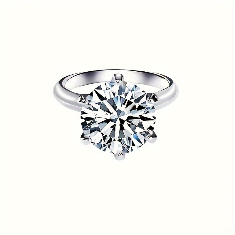 Sterling Silver Moissanite Engagement Ring with 925 purity - Available in 1/2/3/5/10 Carat Solitaire options. Inspired by Y2K and Japan-South Korea Style, perfect for Music Festivals, Vacations, and Easter celebrations. Plated in 18K Golden for a