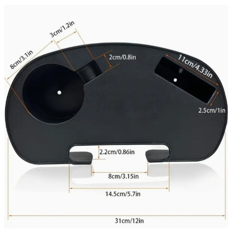 Black Universal Recliner Cup Holder Attachment with Detachable Design, Two Slots Plastic Side Table Tray