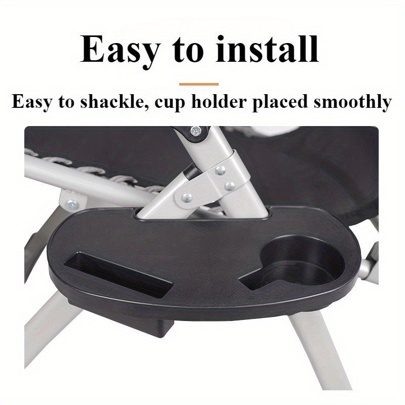 Black Universal Recliner Cup Holder Attachment with Detachable Design, Two Slots Plastic Side Table Tray