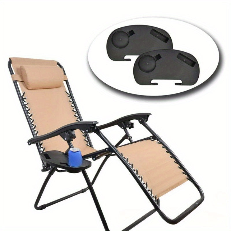 Black Universal Recliner Cup Holder Attachment with Detachable Design, Two Slots Plastic Side Table Tray