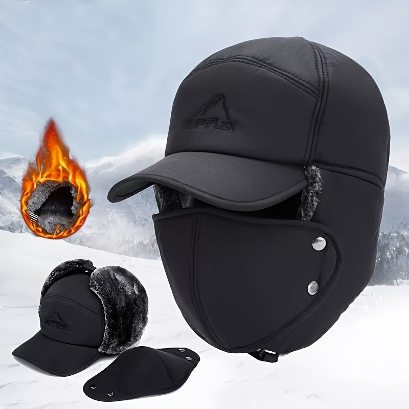 Stay warm and protected this winter with our Thermal Hat featuring Ear Flaps and a Detachable Face Mask. Designed to be windproof, it is the ideal accessory for skiing, skating, and mountain biking.