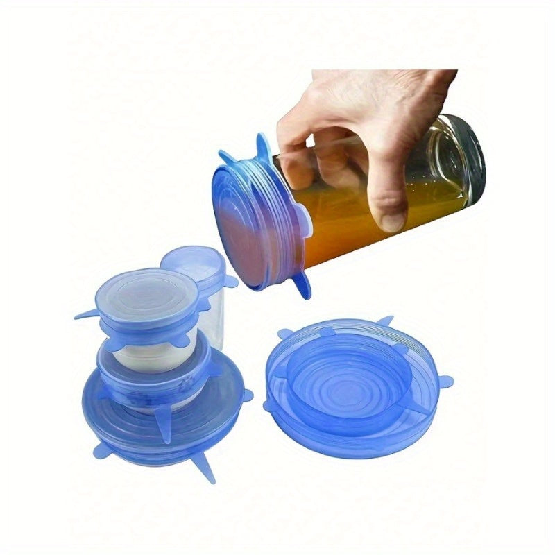 Set of 6 Silicone Stretch Lids - Durable, Non-Toxic Covers for Bowls & Plates, Ideal for Household and Commercial Kitchens.