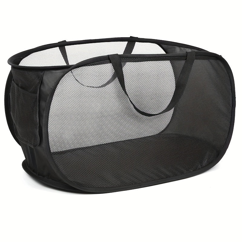 Durable Foldable Laundry Basket: Mesh Pop-Up Hamper with Convenient Side Pocket, Collapsible Clothes Storage Solution for Laundry, Perfect for Gifting on Christmas, Thanksgiving, New Year, Valentine's Day, or Easter.