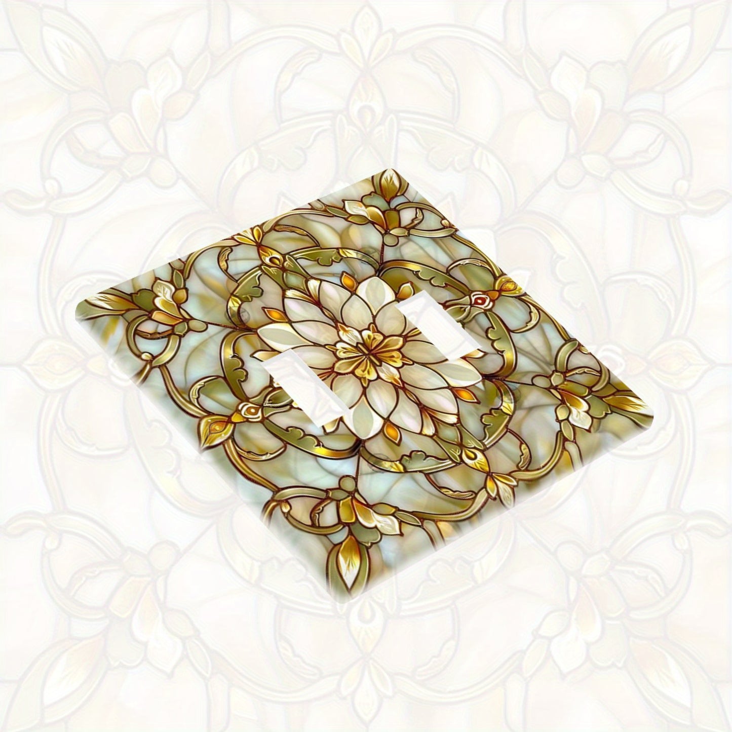 Art Nouveau style stained glass pattern light for switch cover. Suitable for indoor/outdoor use in bedroom, kitchen, bathroom. Elegant home decor and ideal holiday gift.