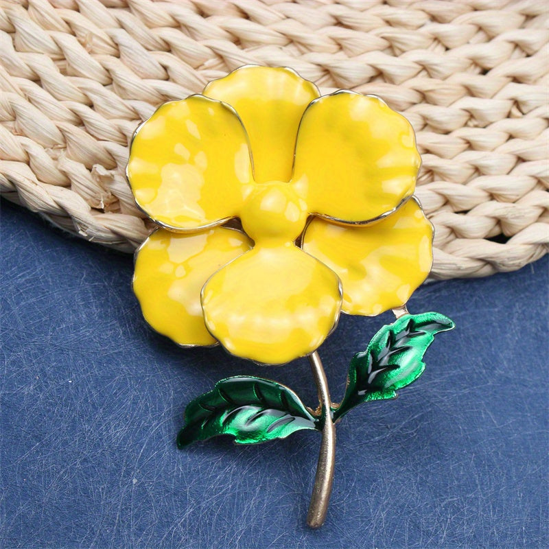 Stylish Enamel Flower Brooch - A Versatile and Delightful Accent for Apparel, Handbags, and Headwear | Ideal for Both Formal Events and Everyday Outfits