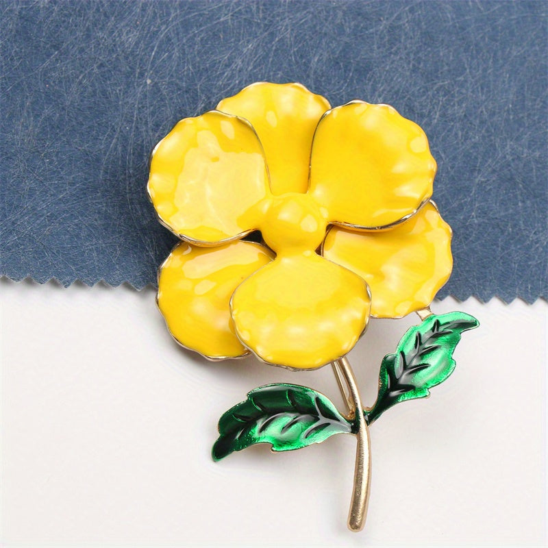 Stylish Enamel Flower Brooch - A Versatile and Delightful Accent for Apparel, Handbags, and Headwear | Ideal for Both Formal Events and Everyday Outfits