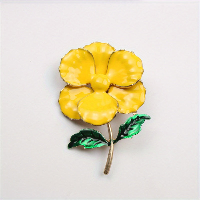 Stylish Enamel Flower Brooch - A Versatile and Delightful Accent for Apparel, Handbags, and Headwear | Ideal for Both Formal Events and Everyday Outfits