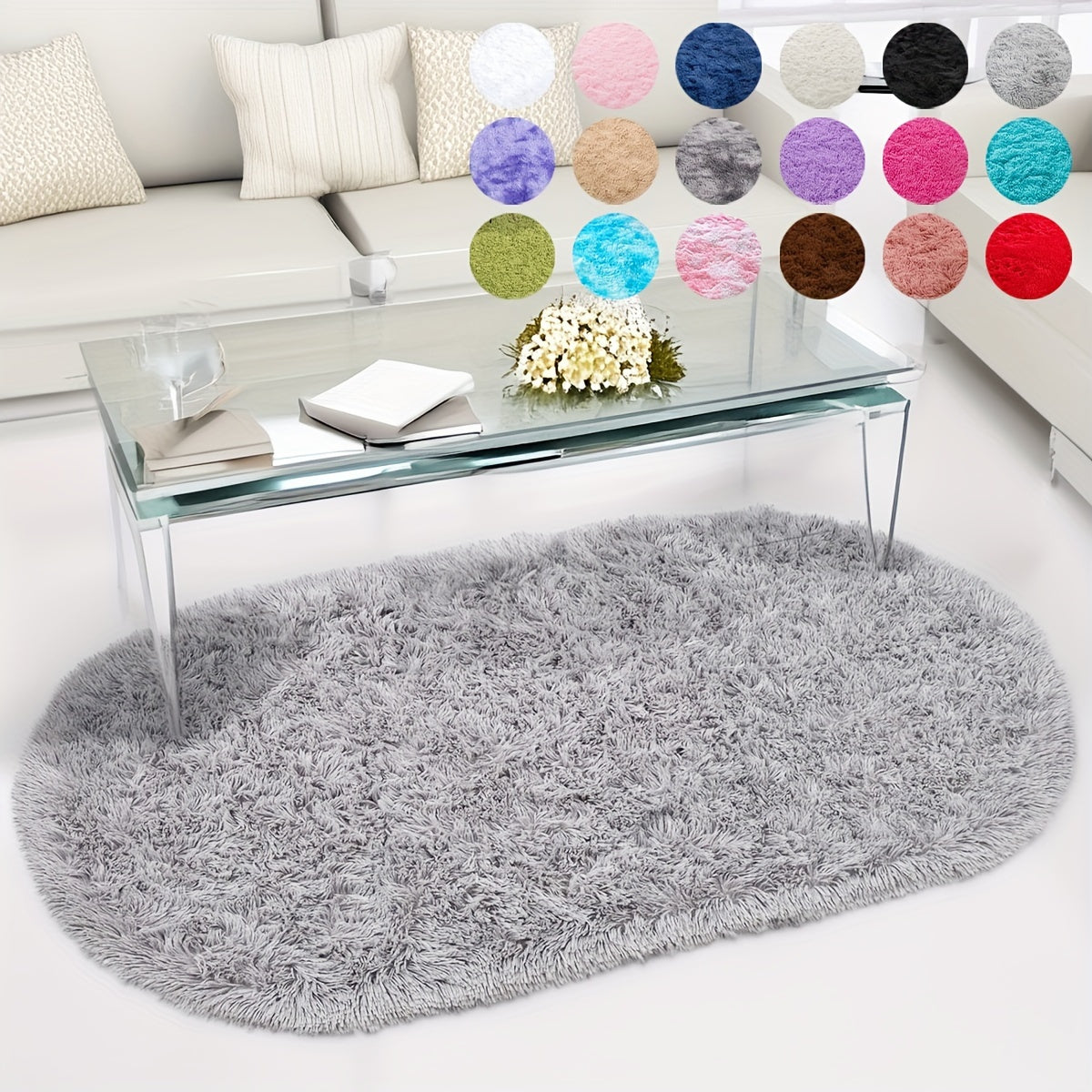 Plush Oval Area Rug in Soft Tie-Dye Gradient, Made with Thick and Skin-Friendly Sponge Fabric, Durable, Easy to Clean, Ideal for Living Room, Bedroom, and Home Decor