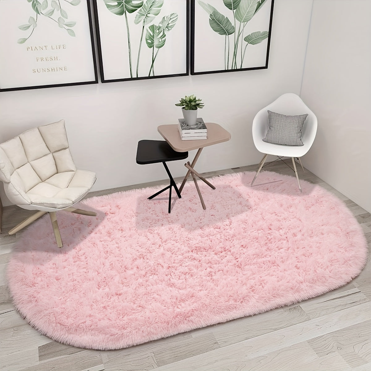 Plush Oval Area Rug in Soft Tie-Dye Gradient, Made with Thick and Skin-Friendly Sponge Fabric, Durable, Easy to Clean, Ideal for Living Room, Bedroom, and Home Decor