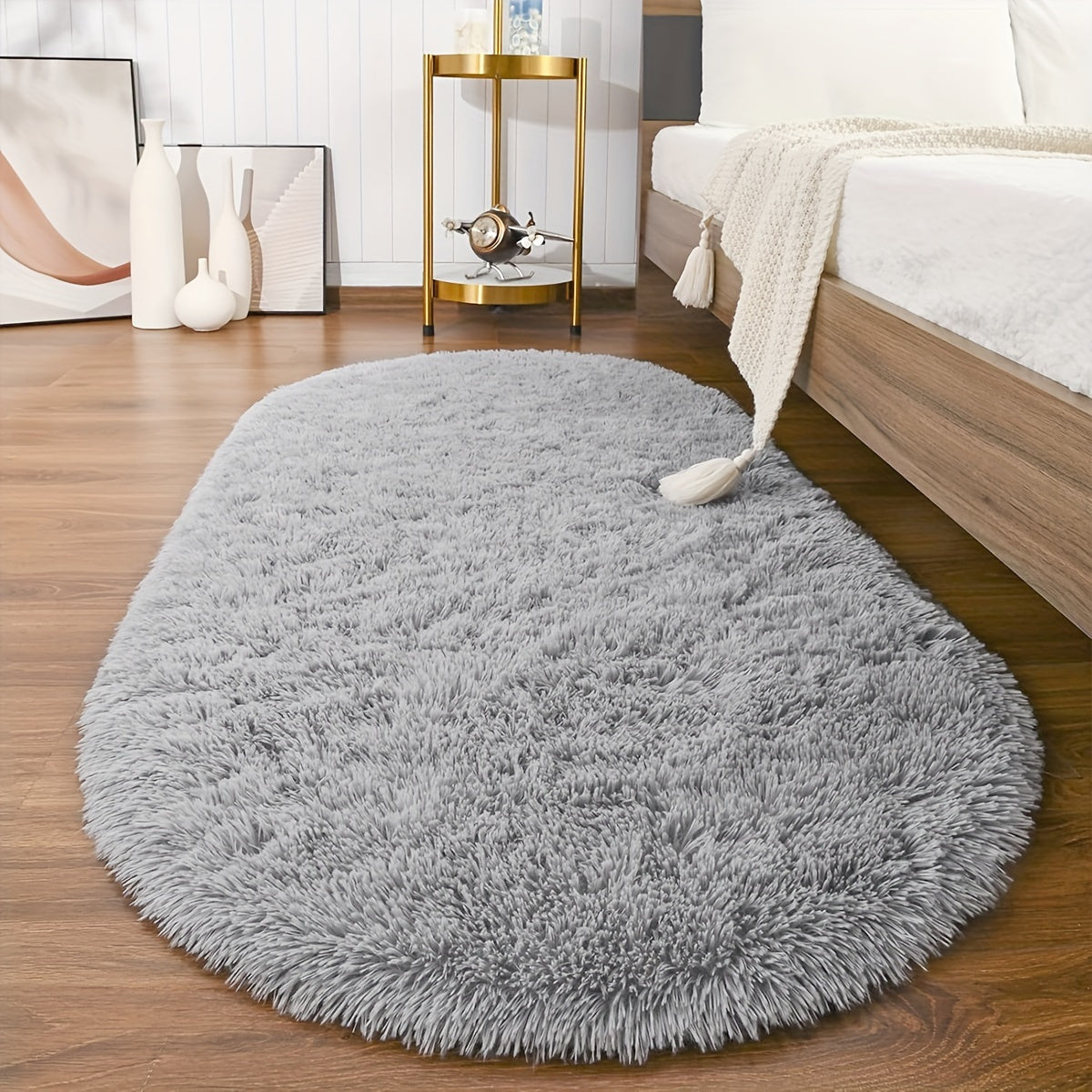 Plush Oval Area Rug in Soft Tie-Dye Gradient, Made with Thick and Skin-Friendly Sponge Fabric, Durable, Easy to Clean, Ideal for Living Room, Bedroom, and Home Decor