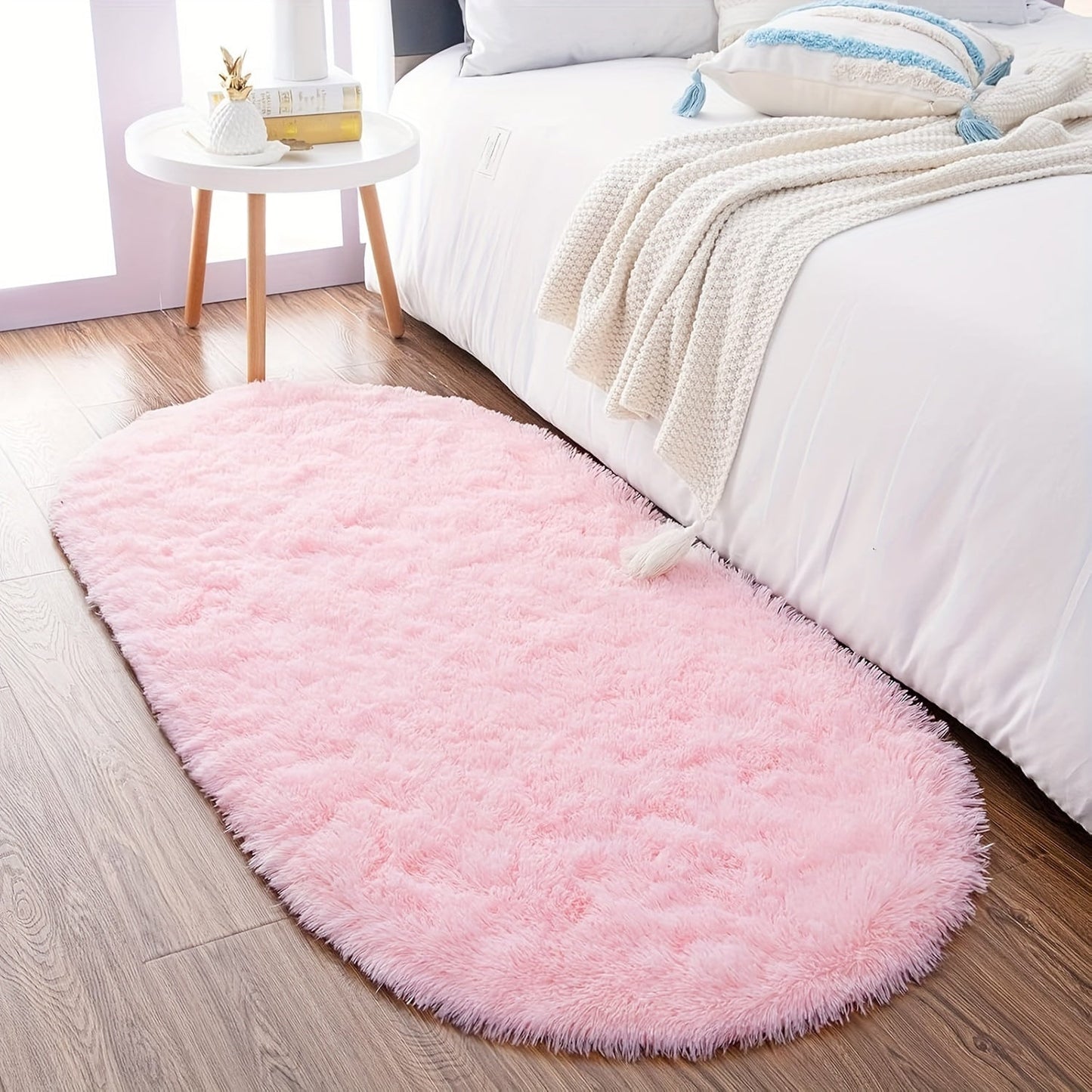 Plush Oval Area Rug in Soft Tie-Dye Gradient, Made with Thick and Skin-Friendly Sponge Fabric, Durable, Easy to Clean, Ideal for Living Room, Bedroom, and Home Decor