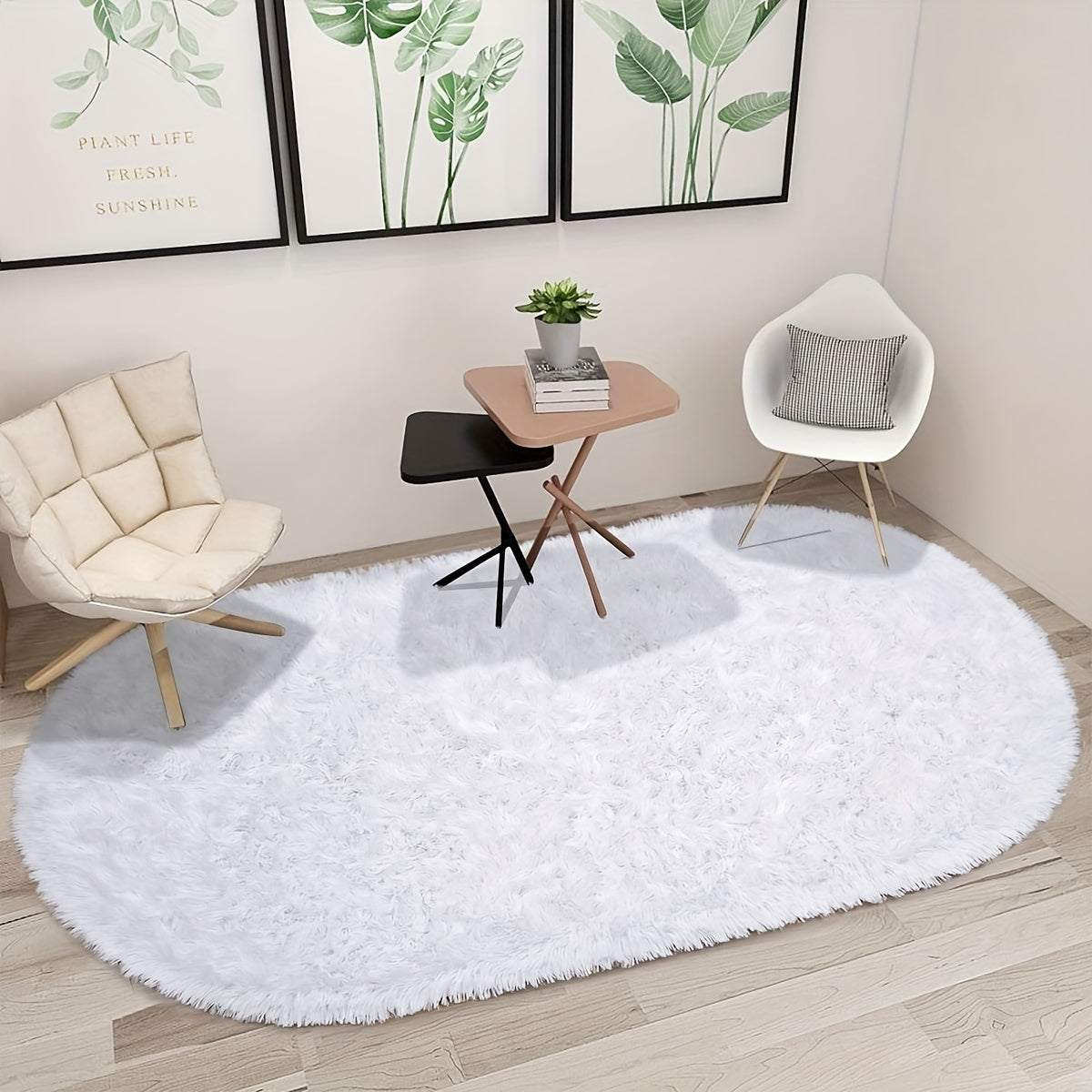 Plush Oval Area Rug in Soft Tie-Dye Gradient, Made with Thick and Skin-Friendly Sponge Fabric, Durable, Easy to Clean, Ideal for Living Room, Bedroom, and Home Decor