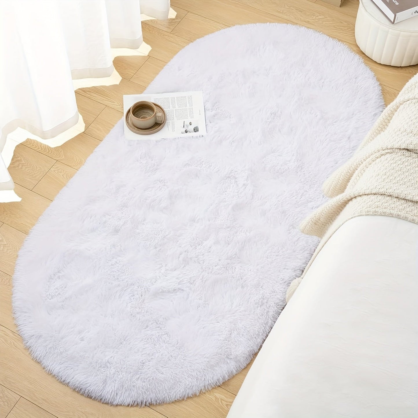 Plush Oval Area Rug in Soft Tie-Dye Gradient, Made with Thick and Skin-Friendly Sponge Fabric, Durable, Easy to Clean, Ideal for Living Room, Bedroom, and Home Decor