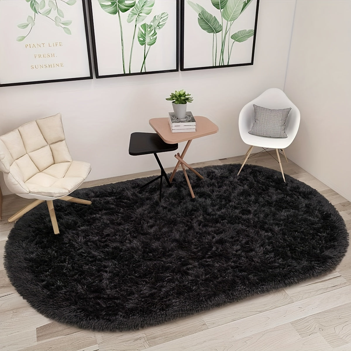 Plush Oval Area Rug in Soft Tie-Dye Gradient, Made with Thick and Skin-Friendly Sponge Fabric, Durable, Easy to Clean, Ideal for Living Room, Bedroom, and Home Decor