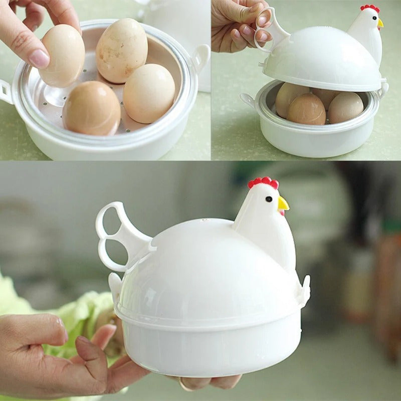 Egg Boiler and Steamer in the Shape of a Cute Chicken - Cook up to 4 Eggs at Once in the Microwave with this Handy Kitchen Tool