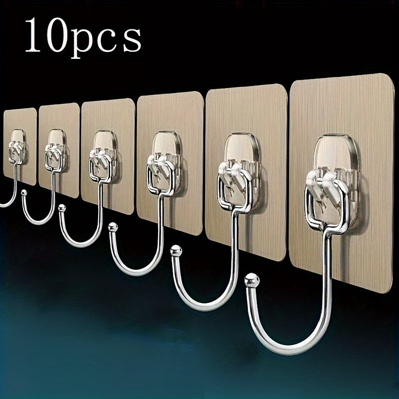 5/10pcs of transparent, reusable Pridola adhesive wall hooks with strong adhesion, waterproof and oilproof properties. Suitable for bathrooms, kitchens, and offices, they are multi-purpose