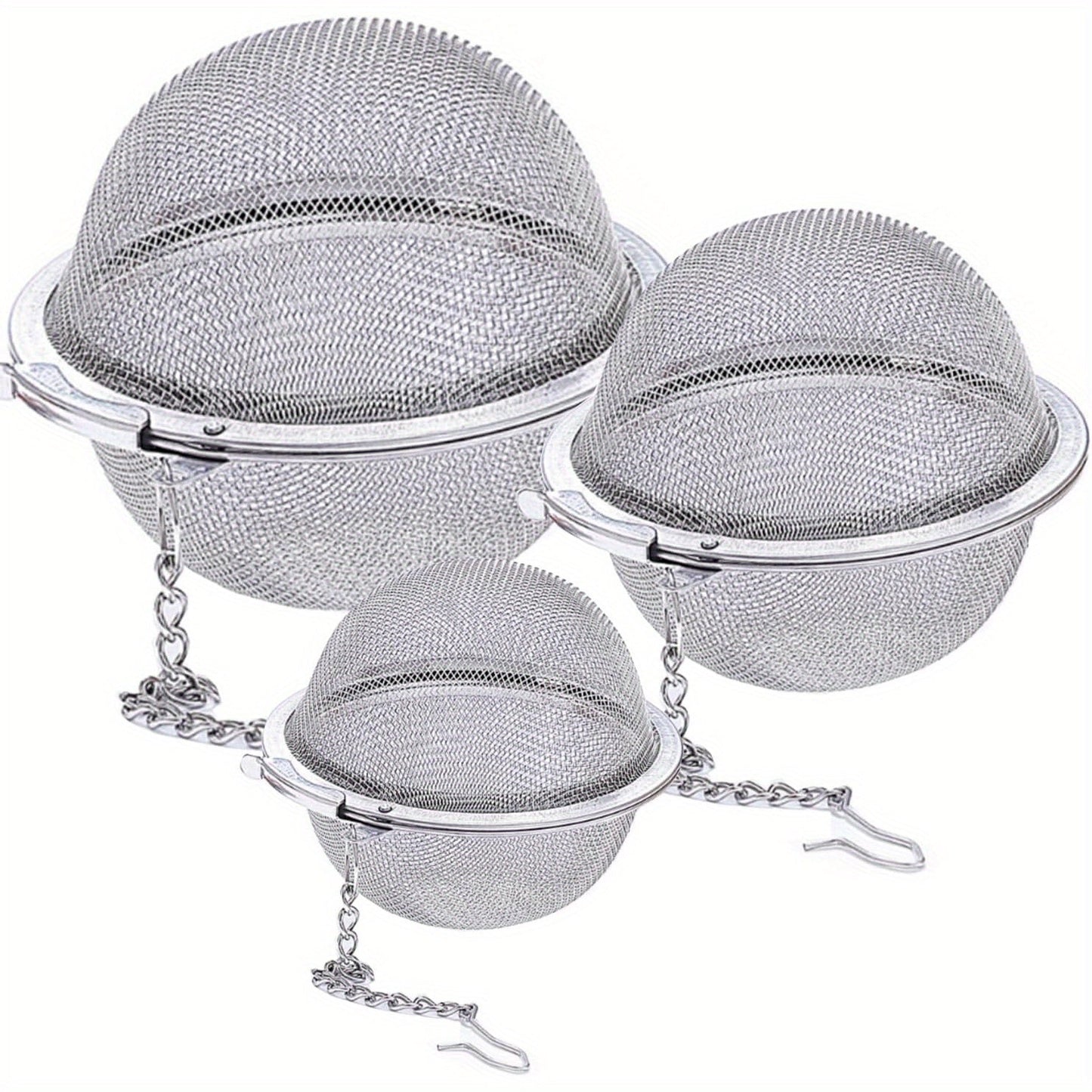 Stainless Steel Tea Ball Strainers Set with Premium Quality - Includes Extra Fine Mesh Infuser for Loose Leaf Tea, Multiple Sizes with Chain Hook, Resistant to Rust, Simple to Clean Tea Strainers Kit.